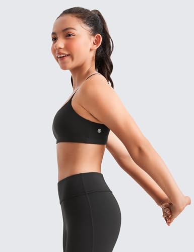 CRZ YOGA Girls Butterluxe Sports Bras - Adjustable Spaghetti Strap Scoop Neck for Teens Kids Yoga Workout Dance4
