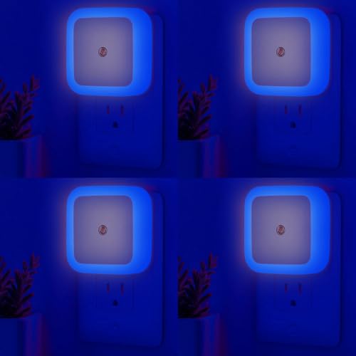 Image of Night Lights Plug into Wall - 4Pack Blue Nightlight Smart Dusk to Dawn Sensor Plug in LED Lighting, Safe Auto-On /Off Lamp for Kids Adults Home Living Room Kitchen Bedroom Bathroom Toilet Hallway