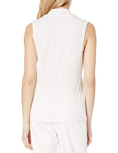 Anne Klein Women's Solid Triple Pleat Top, White, Small #TOP1
