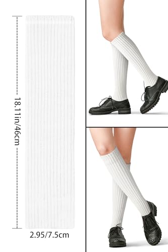 Image of Clothirily Leg Warmers for Women 80s Y2k, Ribbed Knit Long Socks Leg Warmer | Soft Knit Fabric, Stackable Ribbed Design, Breathable & Stretchy for Winter & Yoga, Fashion Accessory, Medium Size Fit Most