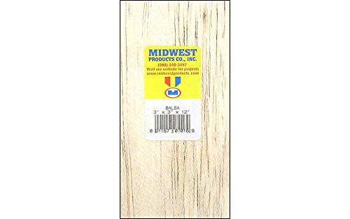 Midwest Products Balsa Wood Block, 12-Inch -3-Inch by 3-Inch