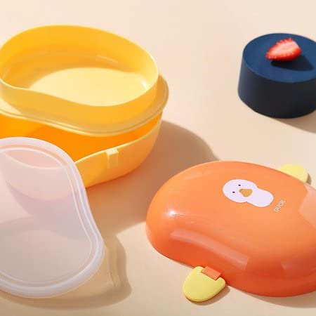 LUMINI Cartoon Print Lunch Box 2 Layer Sandwich Bento Box for Children, Student Portable Cute Food Storage Box - Pack of 1 (Random Color)