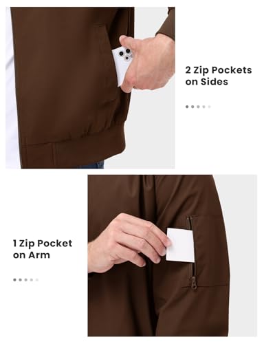 Image of TBMPOY Mens Lightweight Jackets Light Windbreaker Full Zip Casual Work Jacket Golf Business Fall Track Coat with Pockets