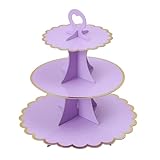 Soleebee 3-Tier Cupcake Stand, Cardboard Cupcake Tower, Cup Cake Stand Tower for Birthday Wedding Party Decoration, Cupcake Tier Stand Desserts Display 1 Set (Purple Gold)