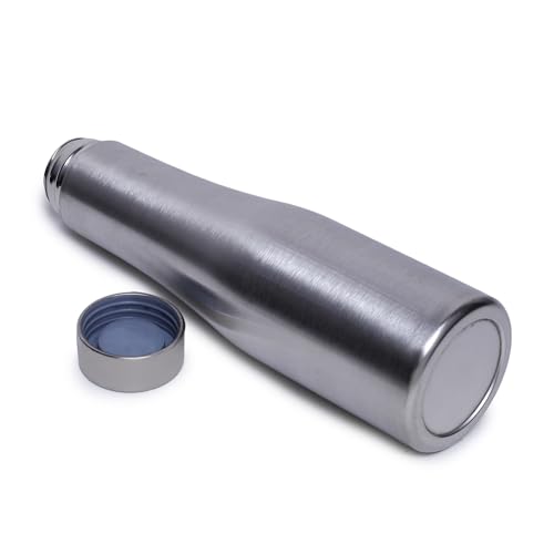 Image of HORNBILLS 1000 Stainless Steel Water Bottle 1 ltr, Single Walled, Leak Proof Lid, Rust Proof For School, Office, Gym I Silver