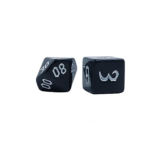 Fasizi 2 Sets Black Dice Polyhedral 7-Die Dice Set Compatible with Dungeons and Dragons DND Role Playing White Pattern - Image 4