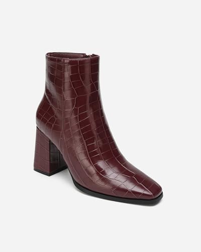 Women's Minimalist Square Toe Ankle Boots - Chunky Heel Work Booties, Office Closed Toe Shoes4