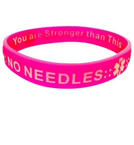 MandMcares NO BP Needles IV Stick Medical Alert this Arm | Silicone Bracelet Wristbands for Dialysis Chemo Lymphedema (Pink Regular 7.95 Inches)