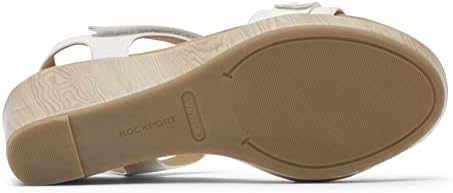 Rockport Women's Briah II Two-Band Wedge Sandal, White Leather, 6.5 | Image 1