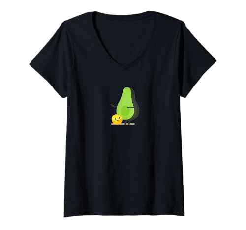 Mujer Bonito diseño de aguacate con Quirky Lost Seed Art Camiseta Cuello V