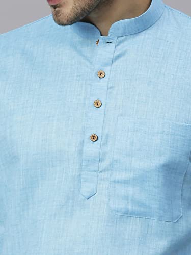 Image of Rajubhai Hargovindas Men's Pure Cotton Woven Design Half Sleeve Kurta