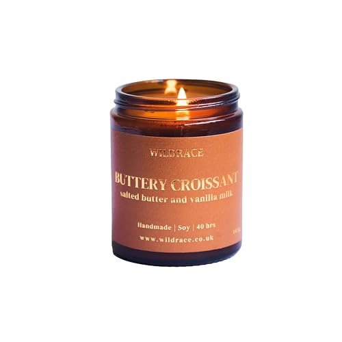 WILDRACE Buttery Croissant Pastry Scented Candle | Luxury Aromatherapy Scented Soy Candle | Bakery Gifts