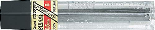 Pentel Super Hi-Polymer Lead Refill, 0.5mm, Fine, B, 144 Pieces of Lead (C505-B)