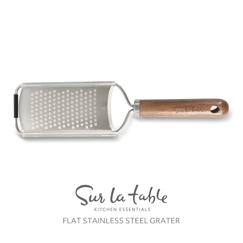 Sur La Table Kitchen Essentials Flat Grater, Etched Stainless Steel Blade with Black Walnut Wood Handle, Cheese Grater and Zester by Sur La Table - Image 2