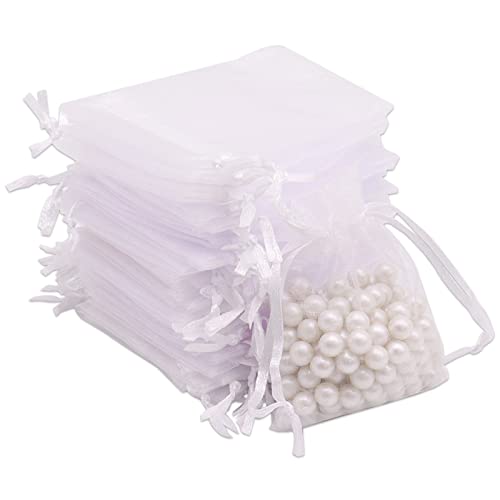 Leeyunbee 100PCS 7x9cm Bolsa de Organza Blanco, Bolsitas de...