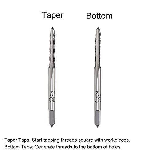 Uxcell A19070800UX0126 5 Pairs Metric Hand Threading Tap Set M2 Thread 0.4Mm Pitch Taper & Plug Milling Taps Straight Flutes High Speed Steel thumb #2