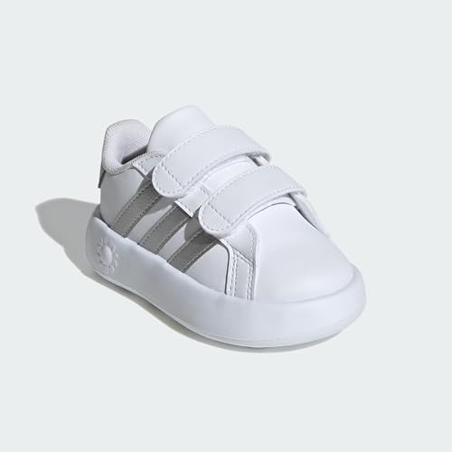 adidas Grand Court 2.0 Kids Ayakkabı, Cloud White/Matte Silver/C, 25, MDT59, Cloud White/Matte Silver/C, Unisex Çocuk - Görsel 5
