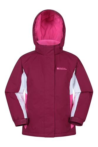 Mountain Warehouse Honey Kids Ski Jacket - Snowproof, Fleece Lined Snow Coat with Hood - Boys and Girls Winter Warm Skiing, Snowboarding & Outdoors Grape Kids Size 9-10 Years
