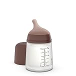 Suavinex, Biberon Anti-Coliche Zero Zero, con Tettarella a Flusso Adattabile (A), Silicone, per Bambini +0 Mesi e Neonati, Allattamento Latte Materno e Formula, 180 ml, Deep
