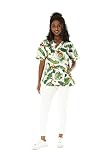Hawaiian Print Cotton 2 Pockets Scrub Top in Bird of Paradise M