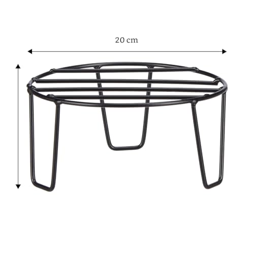 Image of Amazon Brand - Solimo Metal Flower Pot Stand (Black, Set of 10, Round)| Gamla Stand for Home | Plant Stand for Balcony | Premium Flower Pot Stand | Plant Stand for Living Room