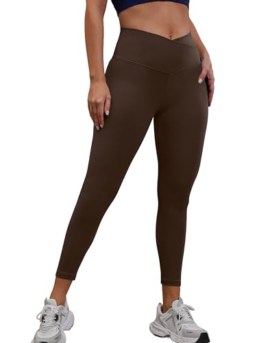 Womens Workout Leggings Crossover V Cross High Waist Tummy Control Gym Cropped Yoga Pants2