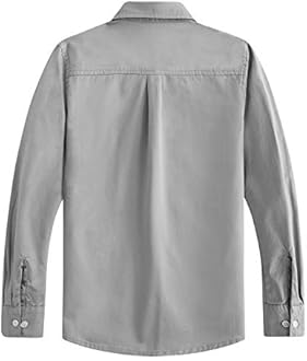 Spring&Gege Boys' Cotton Dress Shirt Long Sleeve Casual School Uniform Woven Button Down Shirt