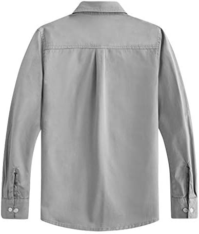Spring&Gege Boys' Cotton Dress Shirt Long Sleeve Casual School Uniform Woven Button Down Shirt
