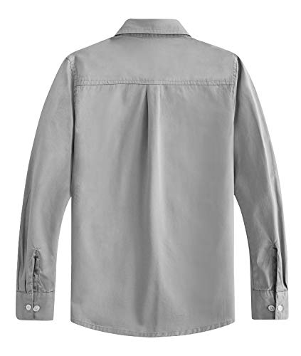 Spring&Gege Boys' Cotton Dress Shirt Long Sleeve Casual School Uniform Woven Button Down Shirt