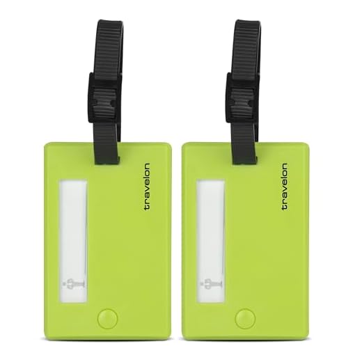 Travelon Set of 2 Luggage Tags-Swivel, Lime, 6.63 x 3.5 x 0.13