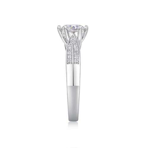 Bague en moissanite de couleur D et VVS1 sertie sur argent plaqué or blanc 18k