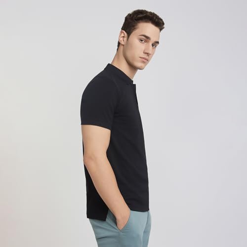 Image of Parx Men Regular Fit Solid Pattern Cotton Polyester Blend Half Sleeve Polo Neck Casual T-Shirt