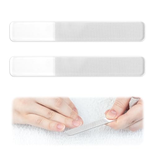2 piezas Lima de Uñas de Vidrio Templado Checo – Manicura Profesional para Uñas Naturales, Fortalecimiento y Suavidad Duradera Acabado Suave para Uso en Salón y en el Hogar