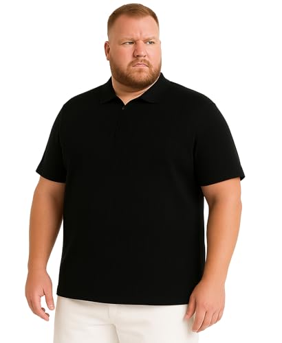 Alix & Belle Men's Big & Tall Knit Polo Zipper Shirts-Breathable Business Casual Short Sleeve- 2XL to 4XL