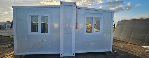 Casa prefabricada portátil de 27m² con 4 Ventanas, Puertas, Electricidad, Suelo vinílico y tricapa Oficina, cabaña o casa huésped.
