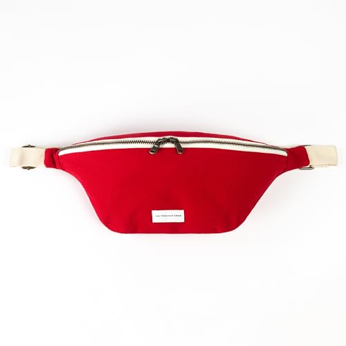 Image of The Peacock Crew Canvas Crossbody Sling Bag for Men & Women - Adjustable Strap, Dual Zippers Left /Right Handed, Secure Everyday Travel Fanny Pack Shoulder Pouch, Trekker Red, Medium, Crossbody Belt