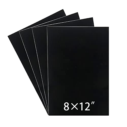 4 Pcs Black Acrylic Sheet 8 x12x 0.04" Hard Plastic ABS Sheets, Black