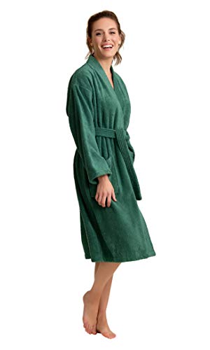 Image of Women's Turkish Terry Kimono Style Bathrobe - 100% Cotton Robe for Women - Comfortable & Absorbent - Soft & Cozy Wear