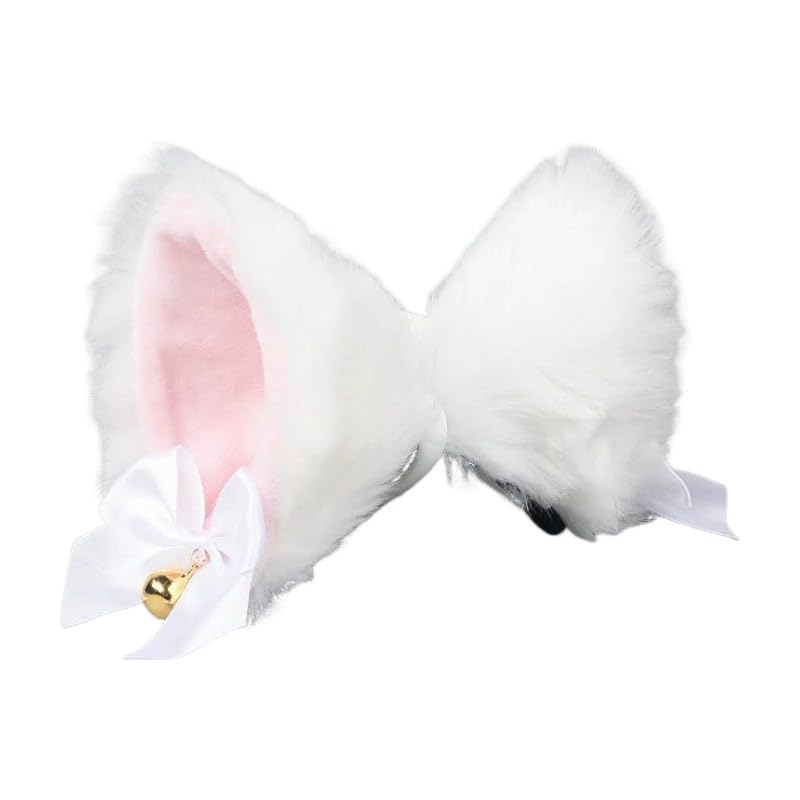 PurYupearl 2Pcs Cute Pink and White Cat Ears Hair Clips Pins Hairpin Anime Lolita Cosplay Headwear Neko Cat Ears Headpiece Halloween Hair Accessories Headbands Hats and Caps