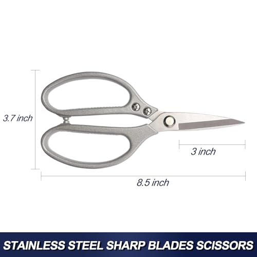 Image of Stainless Steel Utility, Ergonomic Handle Multi-Purpose Shears, Leather Scissors, All Metal Scissors, Black (8-Inch)