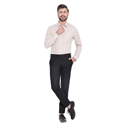 Image of Turtle Men 100% Cotton Slim Fit Yellow Solid Formal Shirt