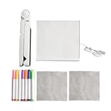 TONIXY Tablero de dibujo para niños LED colorido material PC 21.4x21.4x4CM soporte ajustable borrado en seco fácil de limpiar reescribible con 7 bolígrafos de colores Niños Aprendizaje creativo