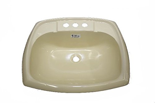 17" x 20" Bone Rectangular Lavatory Sink for Mobile Homes Includes Drain