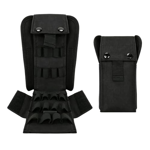 Portacartuchos Recargables para Escopeta de 25 Cartuchos, Recargador de Cartuchos MOLLE, Funda de Acceso Rápido para Calibre 12/20(Black)