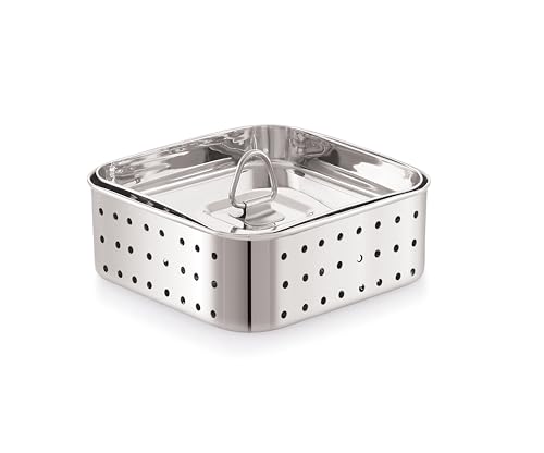 Image of Tosaa Stainless Steel Paneer Maker Mould - Medium Size (350ml) | Square Paneer /Tofu Press with Lid | Whey Separator for Homemade Paneer, Tofu & Cheese | Easy to Use & Clean