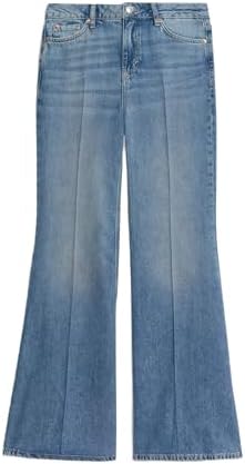 Marks & Spencer Damen Baumwolle Hose Regular | Mit mittlerem Bund, Beinform: Knöchellang, Waschung: Mittelblau, Zum Reinschlüpfen, Leicht