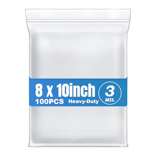 100Pcs 8"x10" Thick 3Mil Clear Reclosable Zip Seal Lock Plastic Poly Bags