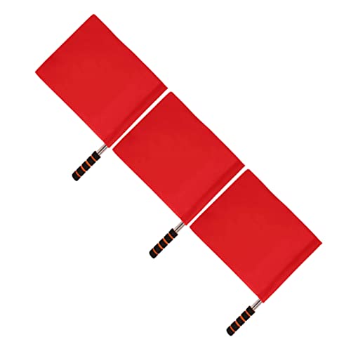 NAMOARLY 3pcs Sports Flags Red Traffic Safety Signal Flag for Referee Line Judge