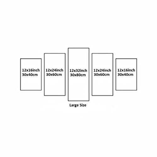 Large Wood Framed 5 Piece Canvas Wall Art Motivational Gym Bodybuilding 5 Panel Canvas Print Painting Pictures Modern Artwork For Living Room Home Decorations Gift 200X100Cm #TOP2