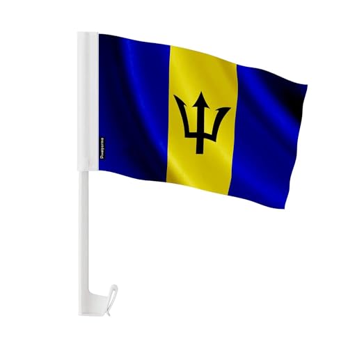 Drapeau voiture Barbade polyester pour décorer un cortège de mariage 20pcs